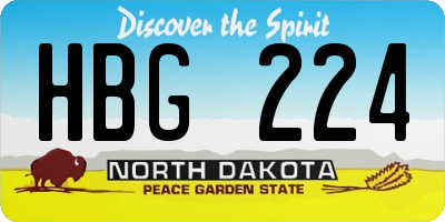 ND license plate HBG224