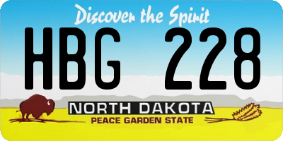 ND license plate HBG228