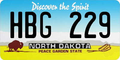 ND license plate HBG229
