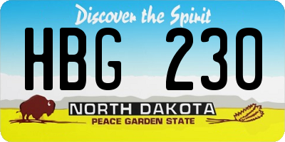 ND license plate HBG230