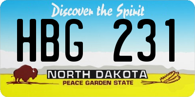 ND license plate HBG231