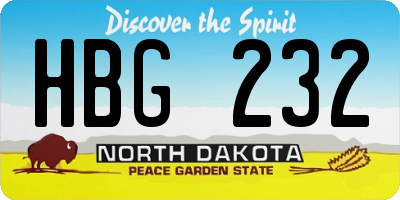 ND license plate HBG232