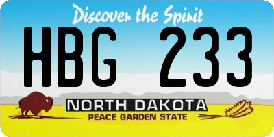 ND license plate HBG233