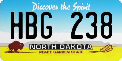 ND license plate HBG238