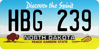 ND license plate HBG239