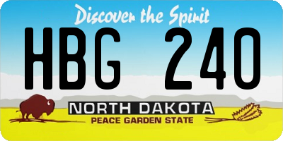 ND license plate HBG240