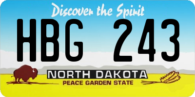 ND license plate HBG243