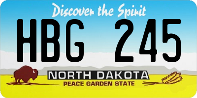 ND license plate HBG245