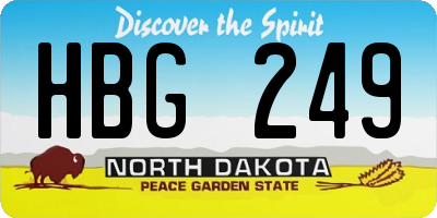 ND license plate HBG249