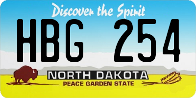 ND license plate HBG254