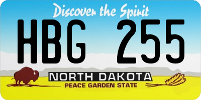 ND license plate HBG255