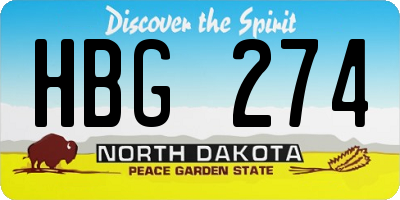 ND license plate HBG274