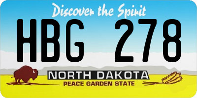 ND license plate HBG278