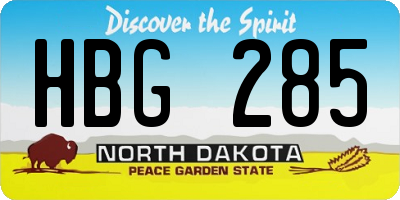 ND license plate HBG285