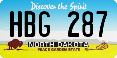 ND license plate HBG287