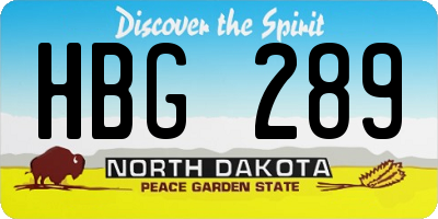 ND license plate HBG289