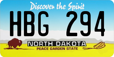 ND license plate HBG294