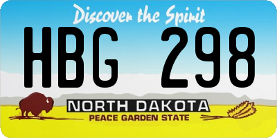 ND license plate HBG298