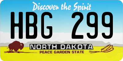 ND license plate HBG299