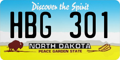 ND license plate HBG301