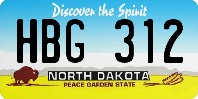 ND license plate HBG312