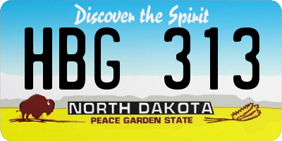 ND license plate HBG313