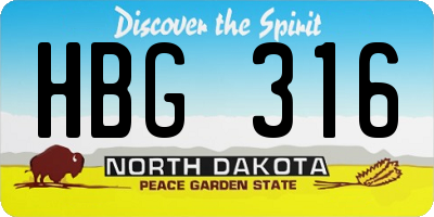 ND license plate HBG316