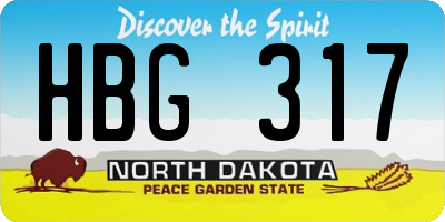 ND license plate HBG317