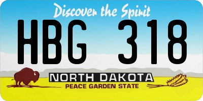 ND license plate HBG318