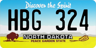 ND license plate HBG324