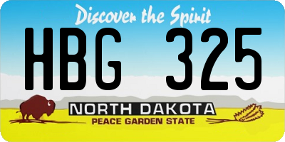 ND license plate HBG325