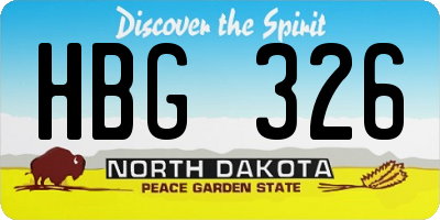 ND license plate HBG326
