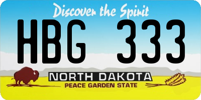 ND license plate HBG333