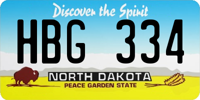 ND license plate HBG334