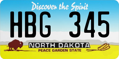 ND license plate HBG345