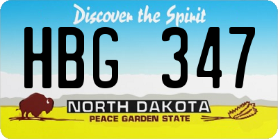 ND license plate HBG347