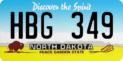 ND license plate HBG349