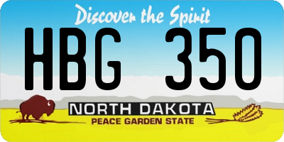 ND license plate HBG350