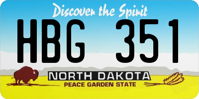 ND license plate HBG351