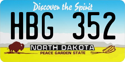 ND license plate HBG352