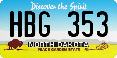 ND license plate HBG353