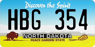 ND license plate HBG354
