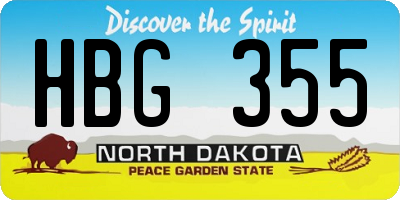 ND license plate HBG355