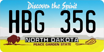 ND license plate HBG356