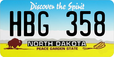 ND license plate HBG358