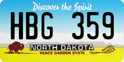 ND license plate HBG359