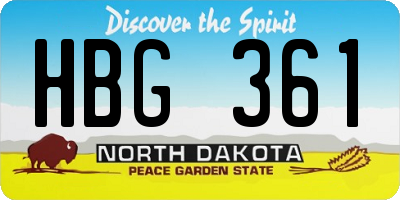 ND license plate HBG361