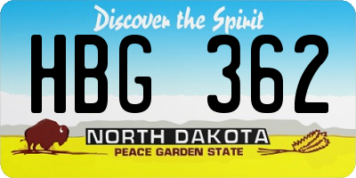 ND license plate HBG362