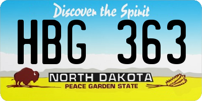 ND license plate HBG363