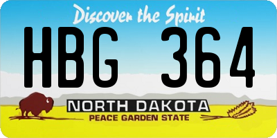 ND license plate HBG364
